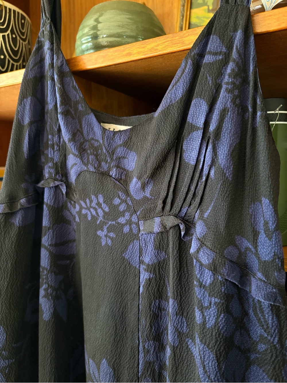 Jigsaw Silk Floral Midi Dress Black Blue Boho Whimsigoth Fairy Goth 12 - Picture 4 of 8